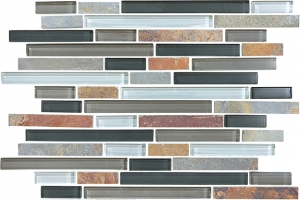 VETRO ITALIA Glass & Stone Mosaic Strips (12x12 mesh) - Bergamo